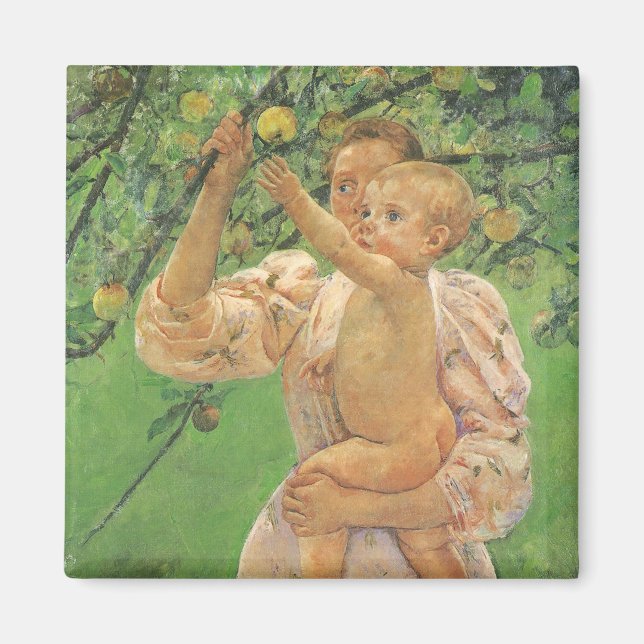 Aimant Baby Reaching for an Apple par Mary Cassatt (Devant)