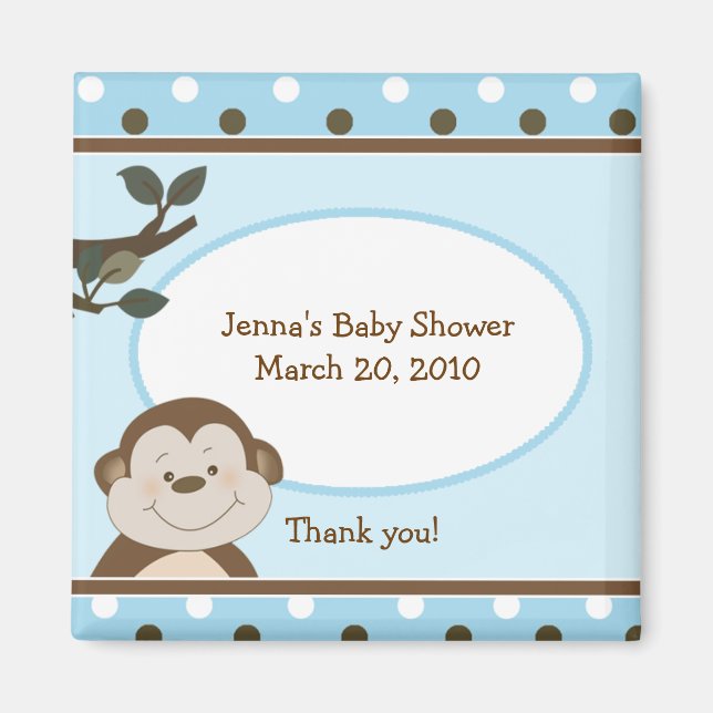 Aimant Baby shower Bambino mignon Singe bleu Faveur (Devant)