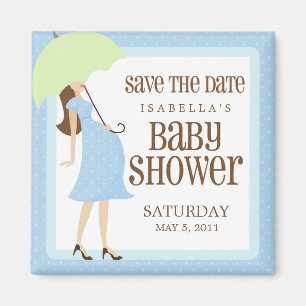 Aimant Baby shower Bleu Enregistrer La Date