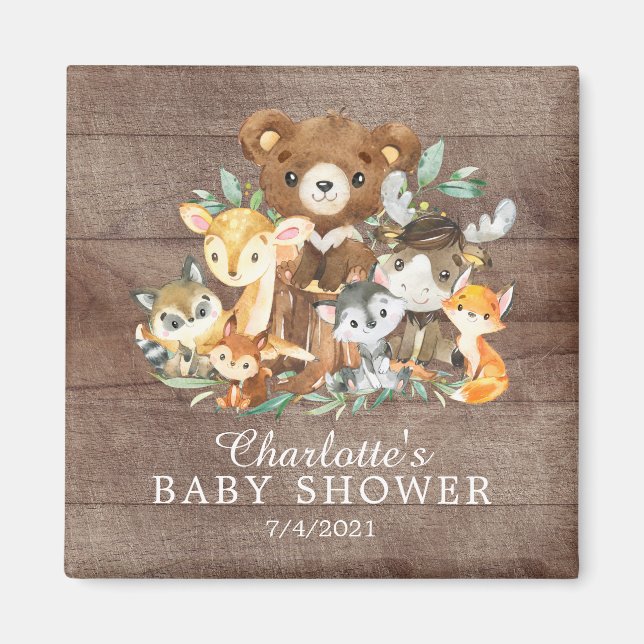 Aimant Baby shower Boys Woodland Friends (Devant)