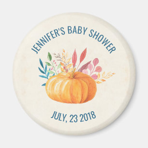 Aimant Baby shower Citrouille orange Aquarelle STD