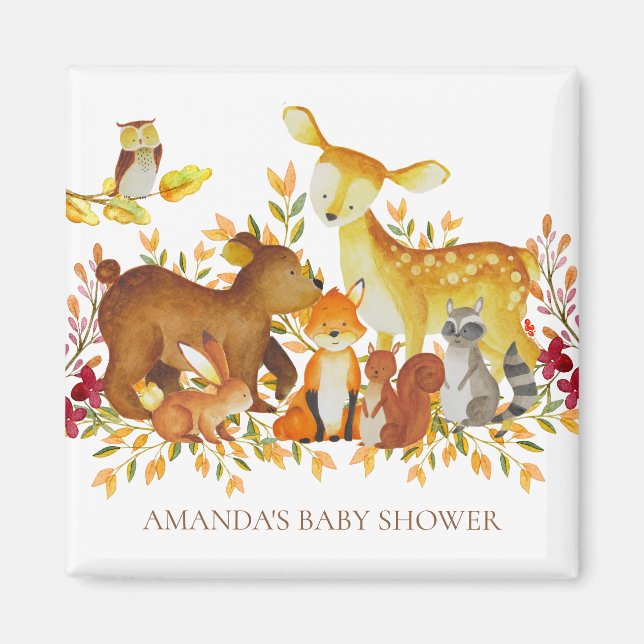 Aimant Baby shower des animaux de bois Favoriser l'aimant (Devant)
