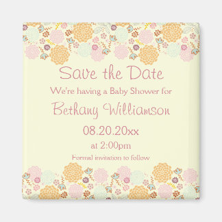 Aimant Baby shower Enregistrer La Date Fancy Floral Moder