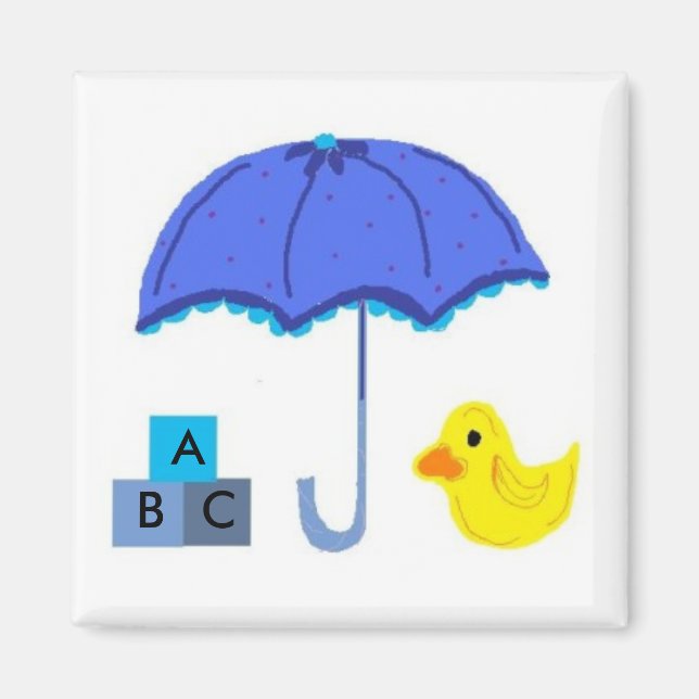 Aimant Baby shower parapluie et canard (Devant)