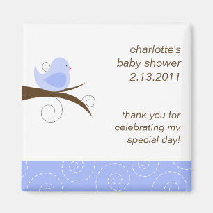 Aimant Baby shower personnalisé tourbillonnant d'oiseaux