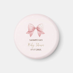 Aimant Baby Shower Points de Roseau à l'aquarelle Rose