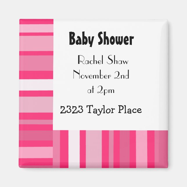 Aimant Baby shower rose moderne (Devant)