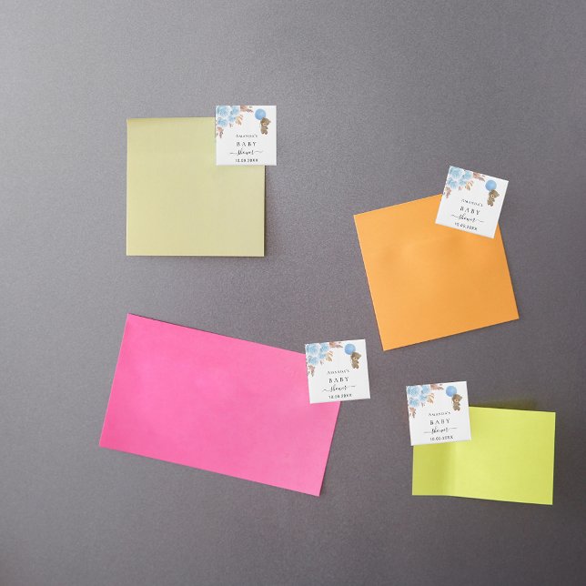 Aimant Baby Shower teddy bear pampas grass blue boy (Créateur téléchargé)