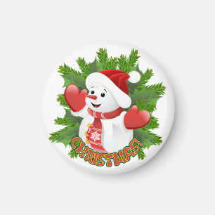 Aimant Baby Snowman avec ornement de flocons de neige en
