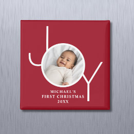 Aimant Baby's First Christmas Photo Red