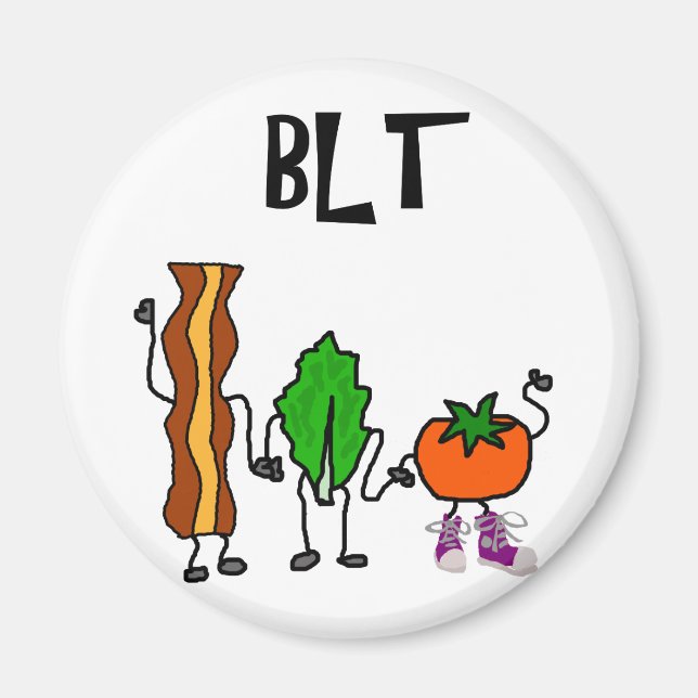 Aimant Bacon drôle, laitue et caricature tomate (Devant)