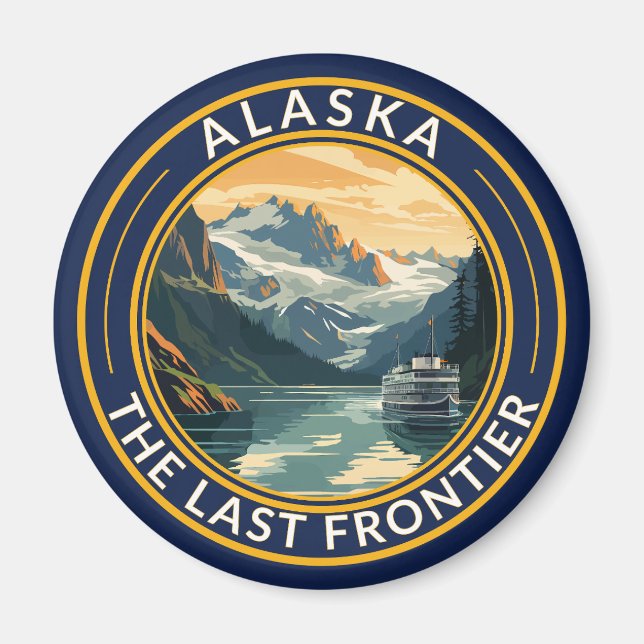 Aimant Badge d'art de voyage de l'Alaska (Devant)
