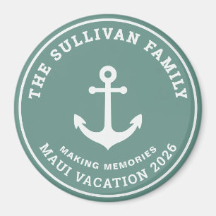 Aimant Badge de vacances en famille personnalisé vert sau