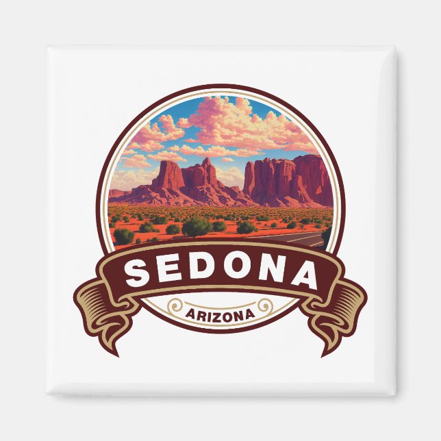 Aimant Badge de voyage coloré Sedona Arizona (Devant)