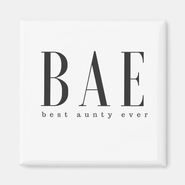 Aimant BAE meilleure tante jamais noir blanc logo (Devant)