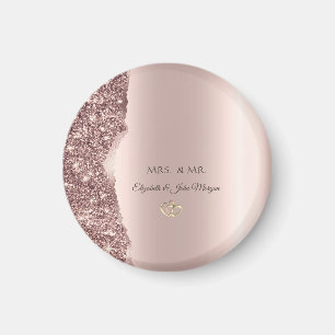 Aimant Bagues dorées scintillantes en or rose élégant