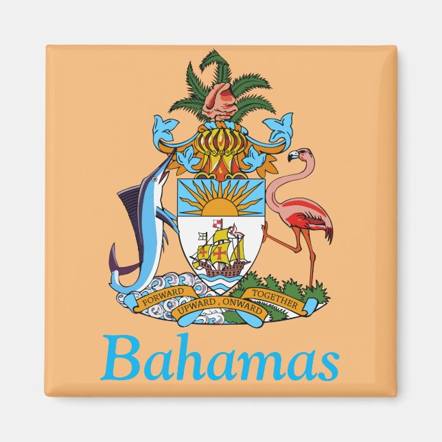 Aimant Bahamas avec armoiries (Paradis des Caraïbes) (Devant)