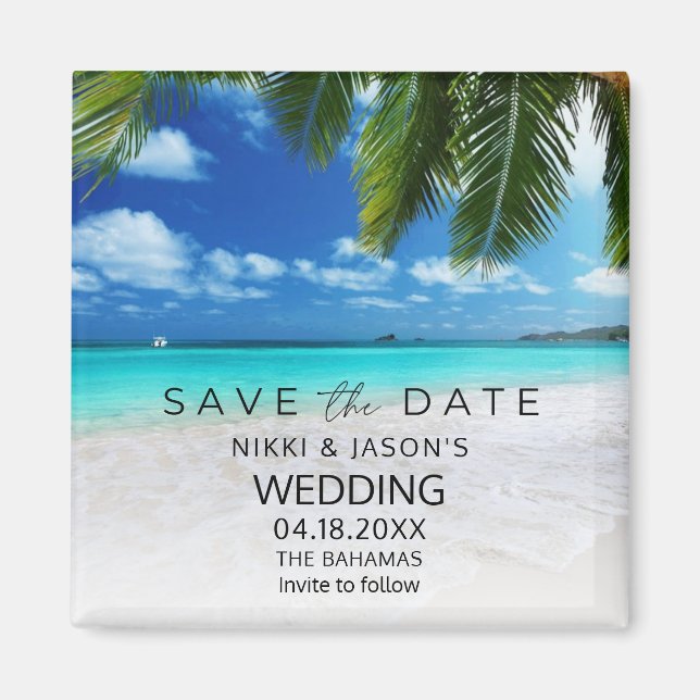 Aimant Bahamas Beach Wedding Save the Date (Devant)