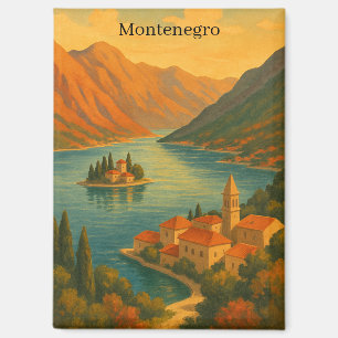 Aimant Baie de Kotor Monténégro Paysage de voyage vintage