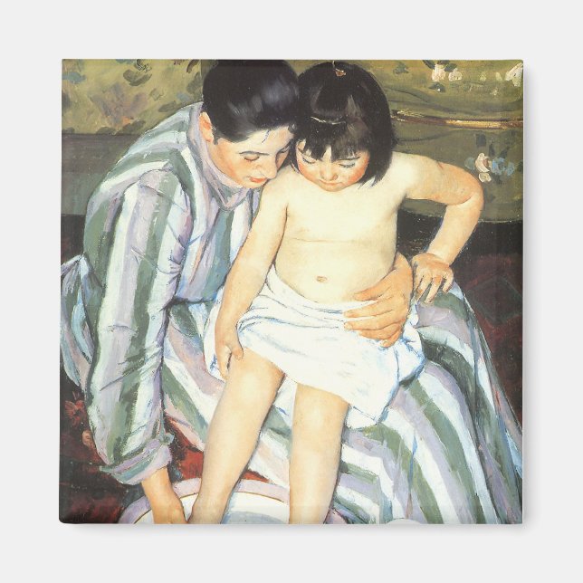 Aimant Bain d'enfant par Mary Cassatt Impressionnisme Vin (Devant)