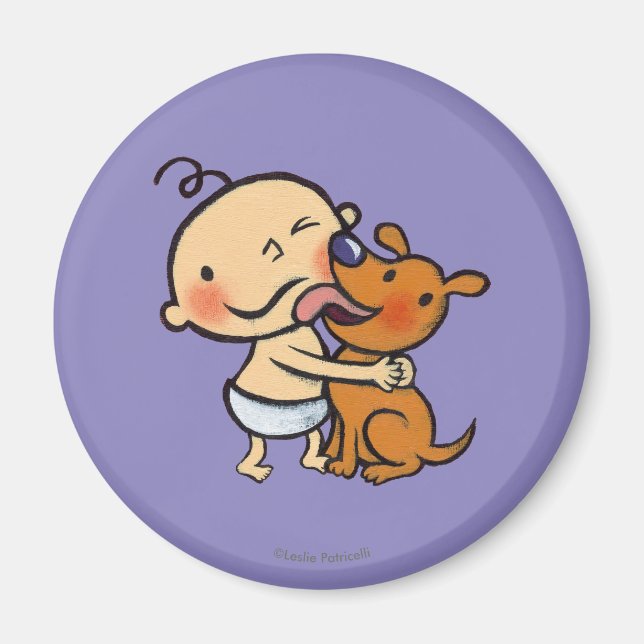 Aimant Baisers de chiots pour le bébé (Devant)