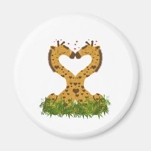 Aimant Baisers en forme de coeur de girafes mignonnes
