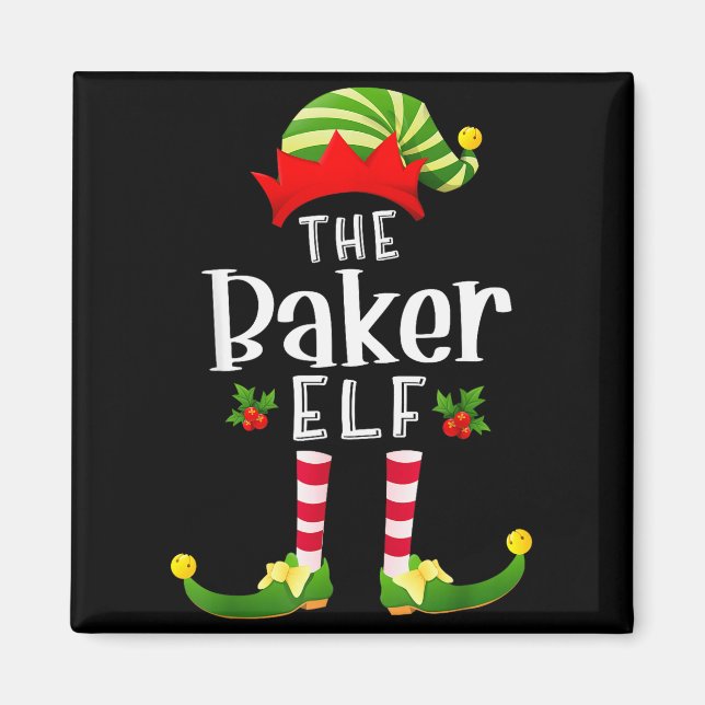 Aimant Baker Christmas Elf Matching Pajama X-mas Party  (Devant)