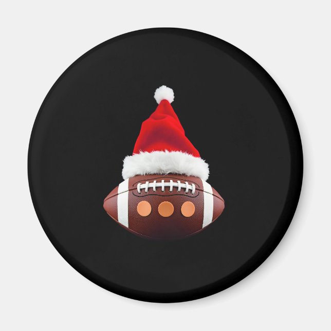 Aimant Bal de football américain de Noël Santa Hat (2) (Devant)