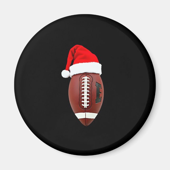 Aimant Bal de football américain de Noël Santa Hat (3) (Devant)
