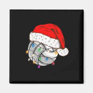 Aimant Bal de volley-ball de Noël Santa Hat Funny Sport X