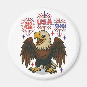 Aimant Bald Eagle avec Fireworks - USA 250 ans 1776-2026