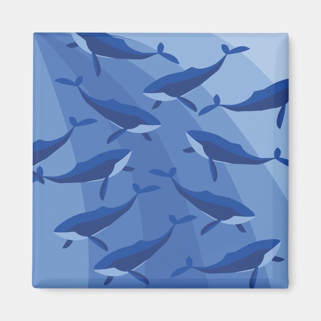 Aimant Baleines bleues sur les vagues illustration (Devant)
