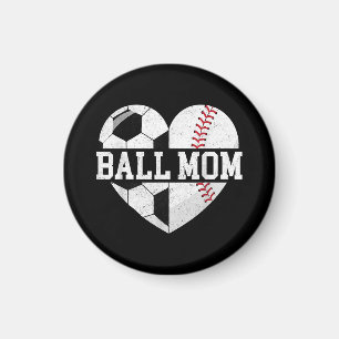 Aimant Ball Maman Chemise Coeur Funny Baseball Soccer Mam