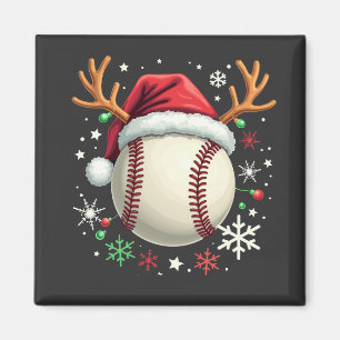Aimant Balle de baseball avec cornes de renne et Noël