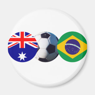 Aimant Balle de football Australie & Brésil Drapeau Le MU