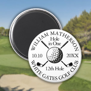 Aimant Balle de golf et clubs personnalisés sur un trou e
