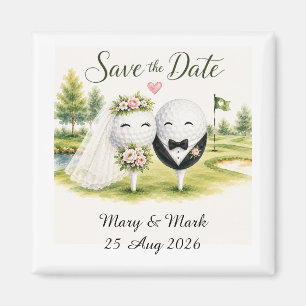 Aimant Balle de golf Mariage Enregistrer la date
