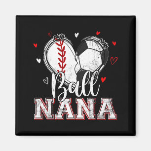 Aimant Balle nana baseball football coeur nana des deux