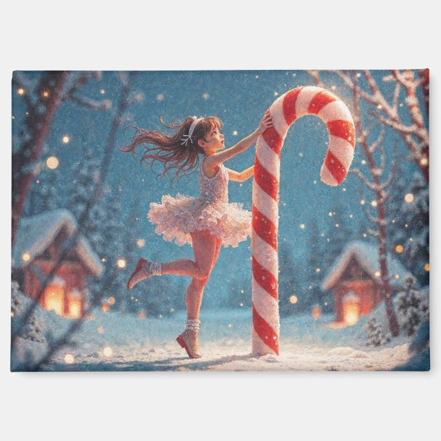 Aimant Ballerina Anime Fille et Sucre de canne Noël (Recto)