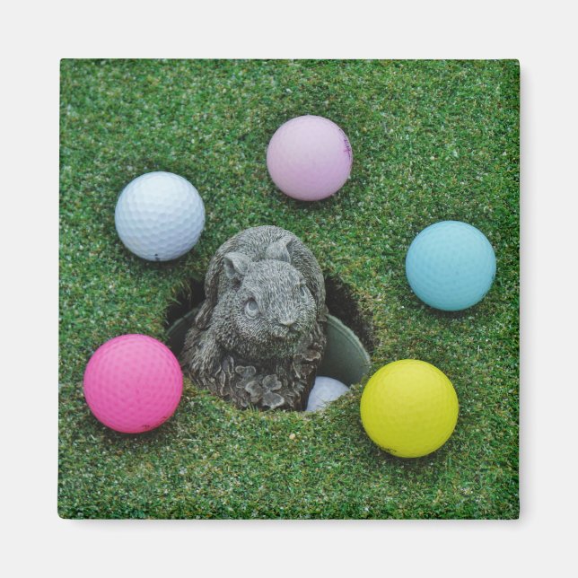 Aimant Ballons de golf de lapin et de couleur (Devant)