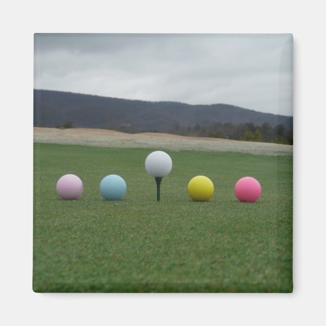 Aimant Ballons de golf JAUNE, ROSE, BLEU ET BLANC (Devant)