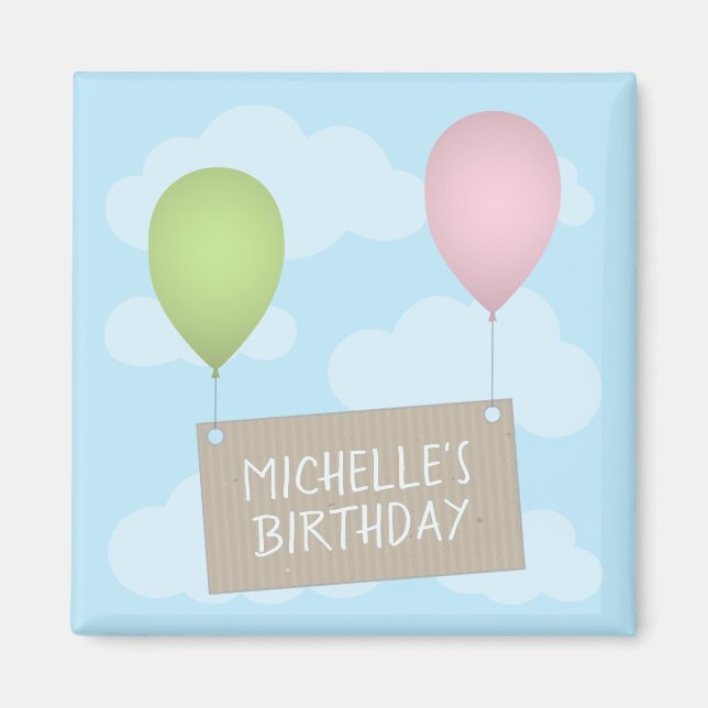Aimant Ballons et étiquette magnétique d'anniversaire (Devant)