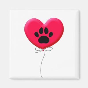 Aimant Balloon en forme de coeur avec Empreinte de patte
