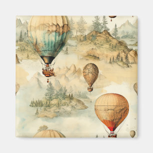 Aimant Balloon vintage à air chaud dans un paysage serein