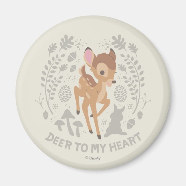 Aimant Bambi "Deer To My Heart" - Graphique forestier (Devant)
