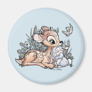 Aimant Bambi & Thumper Assis Dans Les Fleurs