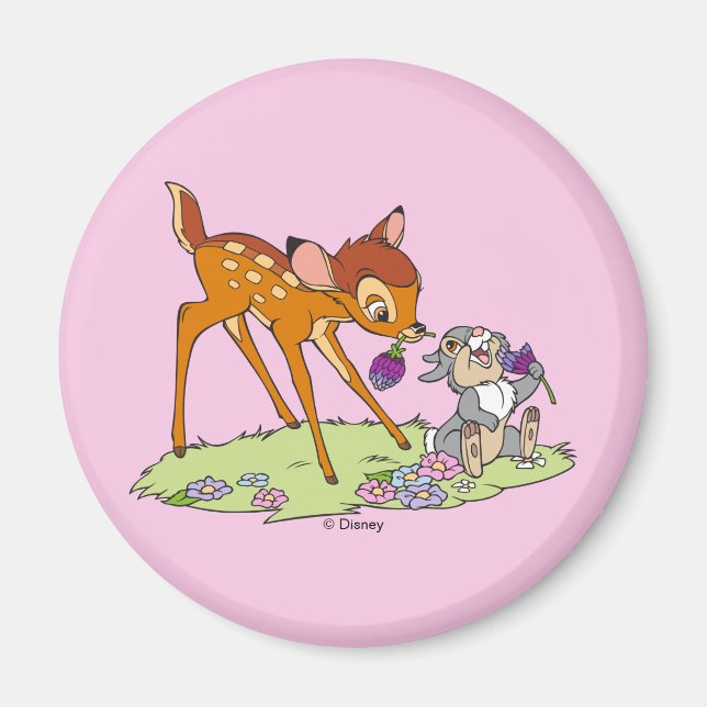 Aimant Bambi & Thumper Manger Fleurs de trèfle (Devant)