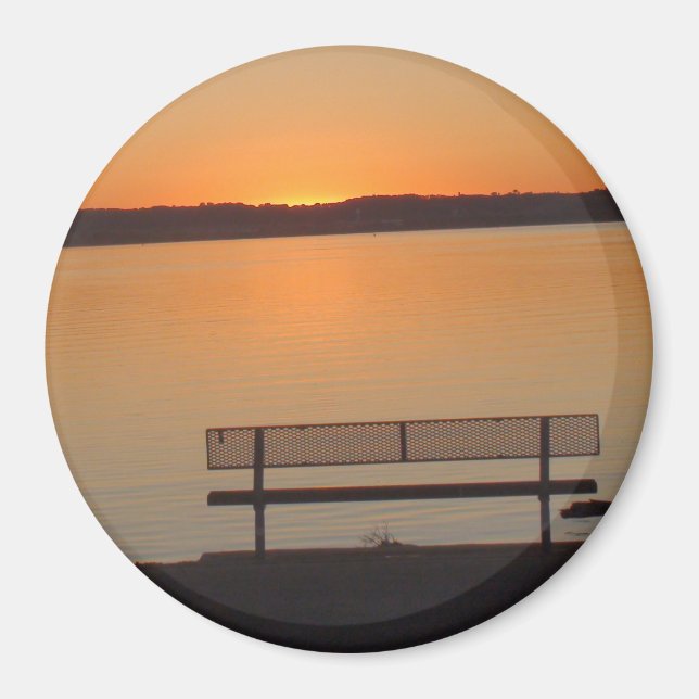 Aimant Banc donnant sur le coucher de soleil pacifique (Devant)