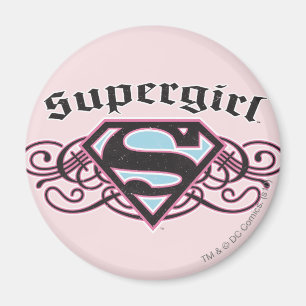 Aimant Bandes à épingles supergirl noir et rose