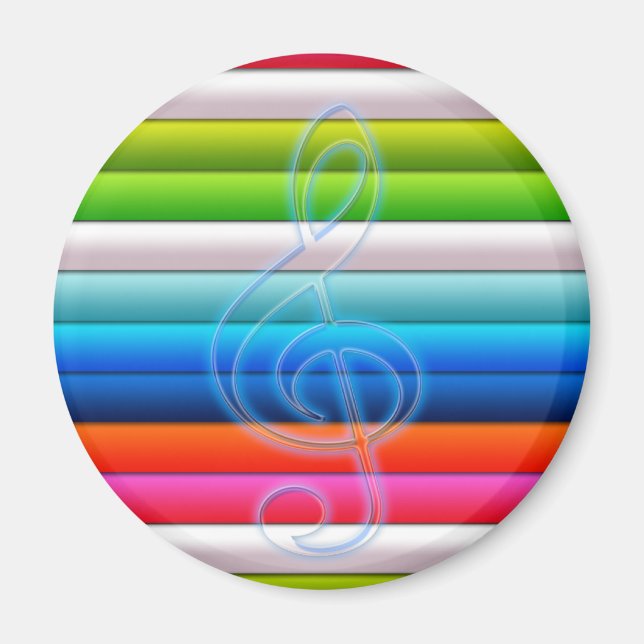 Aimant Bandes cool colorées avec note de musique (Devant)